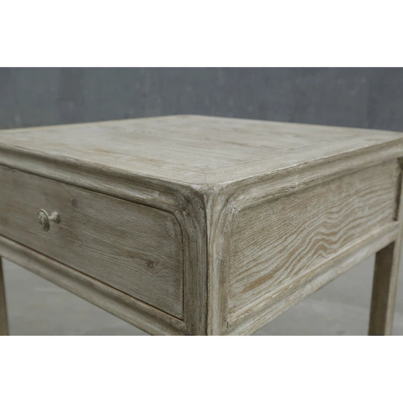 Tavolino laterale Artissance Peking Square con cassetto, altezza 68,5 cm, finitura bianca slavata
