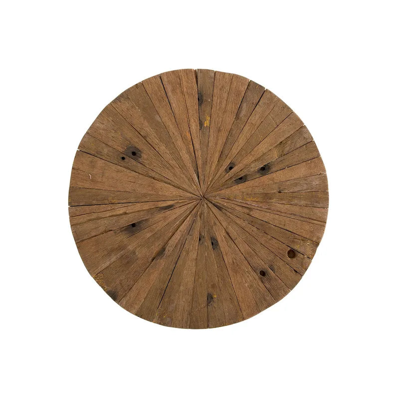 Tavolino Rotondo Sawyer da 22 pollici in Legno Riciclato con Gambe a Forcina in Metallo Nero
