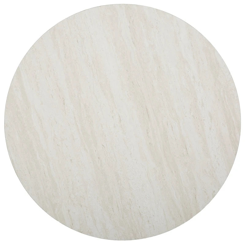Tavolino rotondo SEI Furniture Henderson con finitura argento e finto marmo