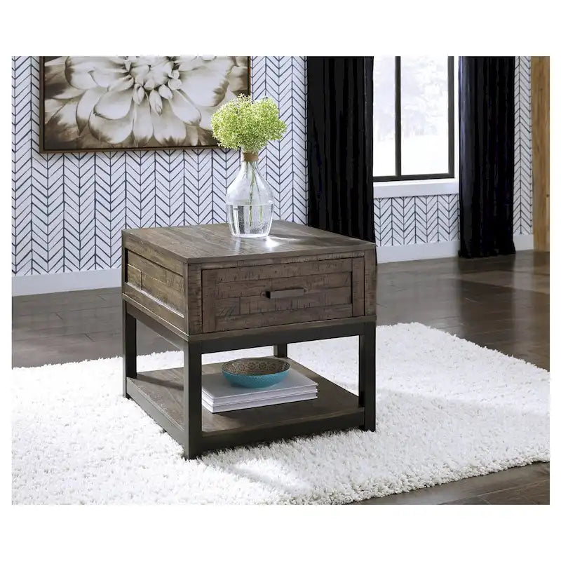 Table d'appoint rectangulaire Johurst gris-brun décontractée