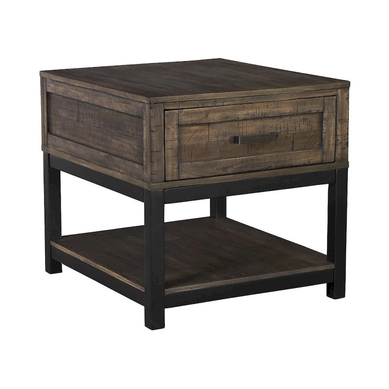 Table d'appoint rectangulaire Johurst gris-brun décontractée