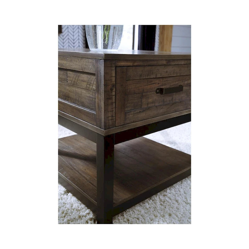 Table d'appoint rectangulaire Johurst gris-brun décontractée