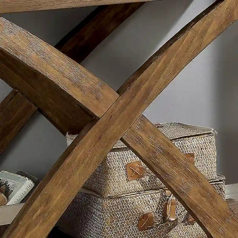Console en bois massif à 1 étagère Vown Rustic Oak 48 po par Furniture of America