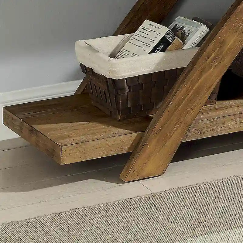 Console en bois massif à 1 étagère Vown Rustic Oak 48 po par Furniture of America