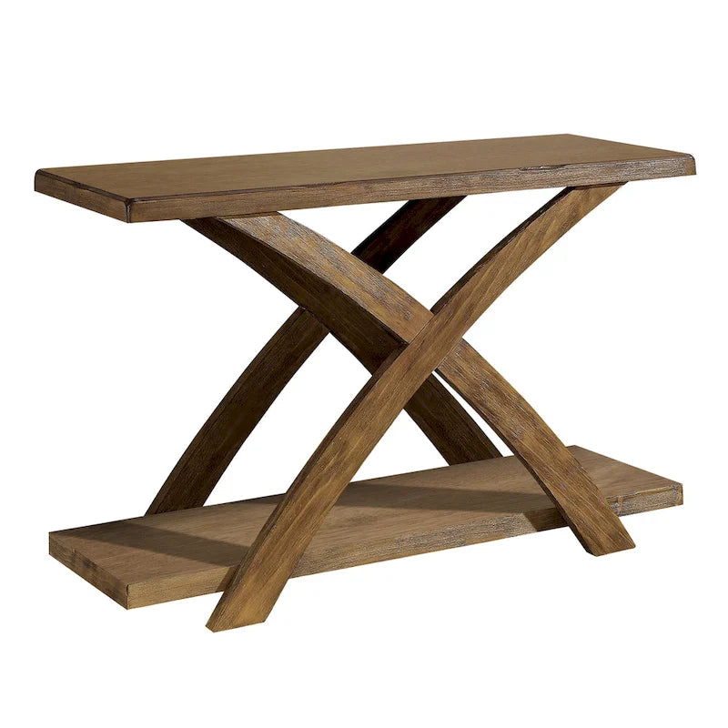 Console en bois massif à 1 étagère Vown Rustic Oak 48 po par Furniture of America