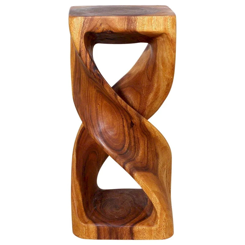 Table-tabouret double torsion Haussmann en bois 12 po L x 26 po H chêne huilé - 12 x 12 x 26