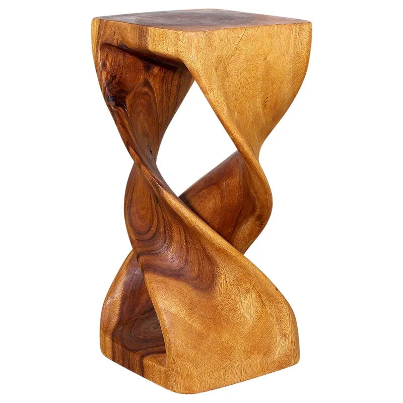 Table-tabouret double torsion Haussmann en bois 12 po L x 26 po H chêne huilé - 12 x 12 x 26
