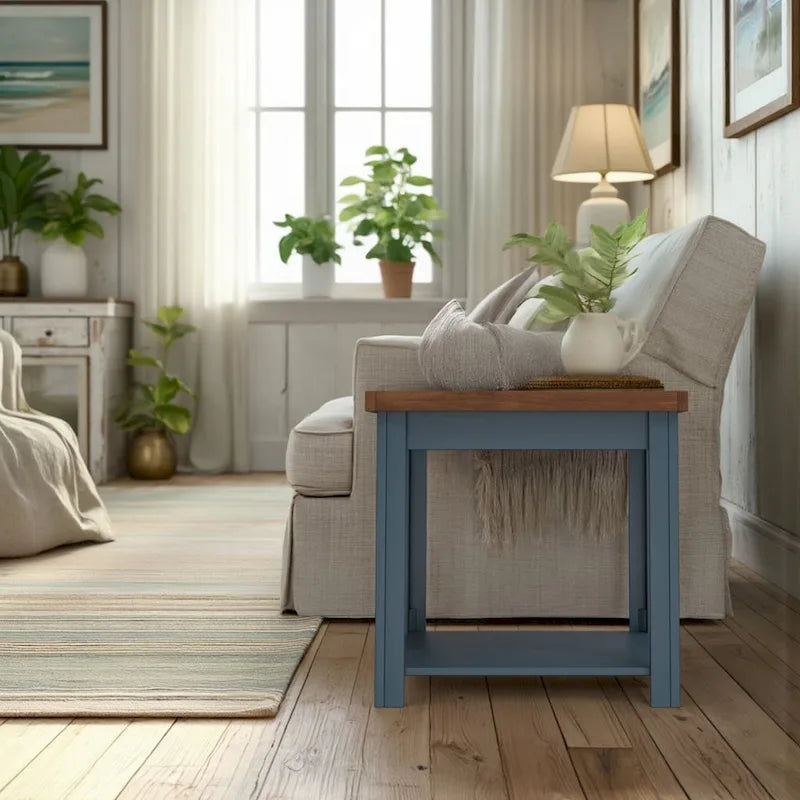Tavolino da salotto Bridgevine Home Nantucket da 24 pollici, nessun assemblaggio richiesto, finitura Blue Denim e Whiskey