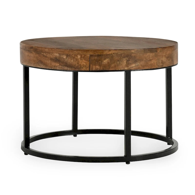 Classic Home Emma Set di 2 Tavolini Nido Marrone Naturale