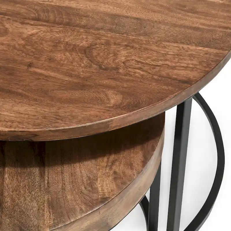 Classic Home Emma Set di 2 Tavolini Nido Marrone Naturale