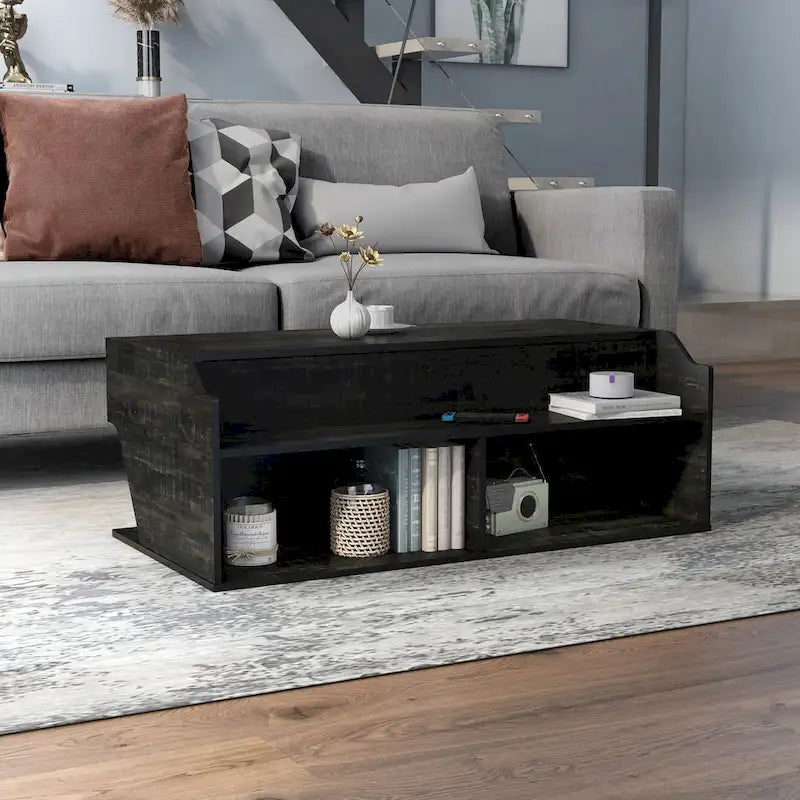 Tavolino da caffè sollevabile Denhour DH BASIC Transitional Black Oak da 44 pollici