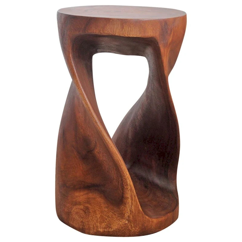 Tavolino Haussmann rotondo in legno a spirale, 35,5 cm diam. x 58,4 cm h, noce oliato - 35,5 x 35,5 x 58,4
