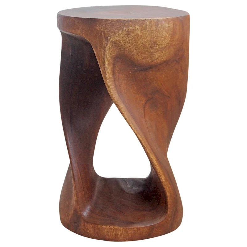 Tavolino Haussmann rotondo in legno a spirale, 35,5 cm diam. x 58,4 cm h, noce oliato - 35,5 x 35,5 x 58,4