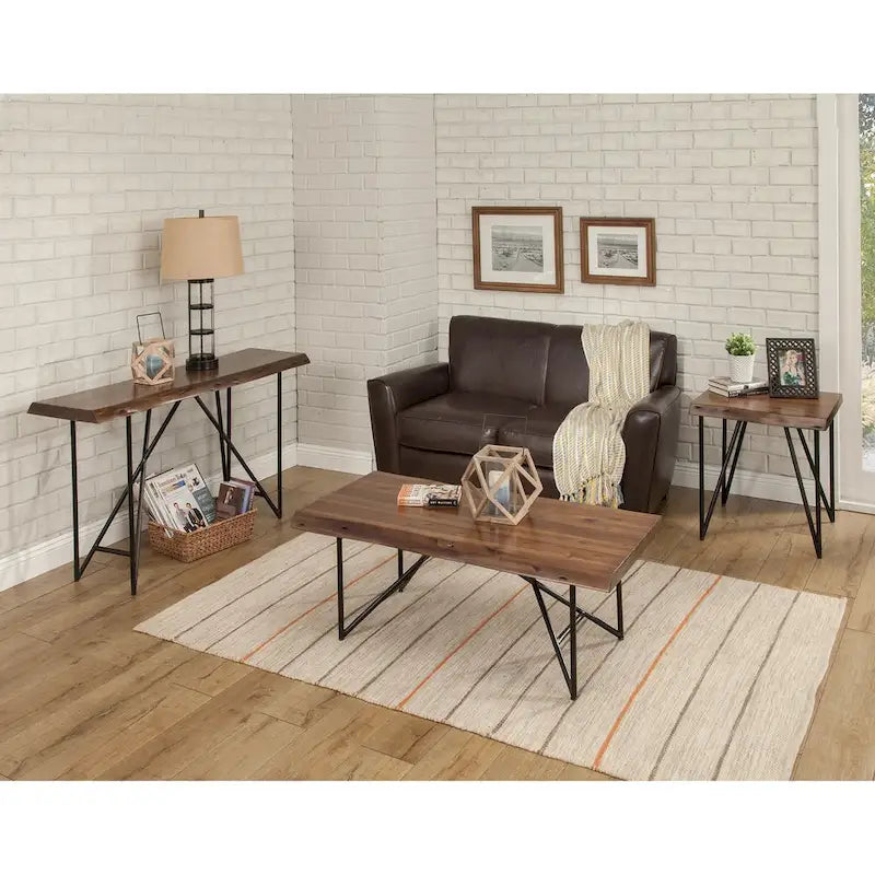 Tavolino da caffè/cocktail Alpine Furniture Live Edge - Noce chiaro - 50Lx25.5Px18A