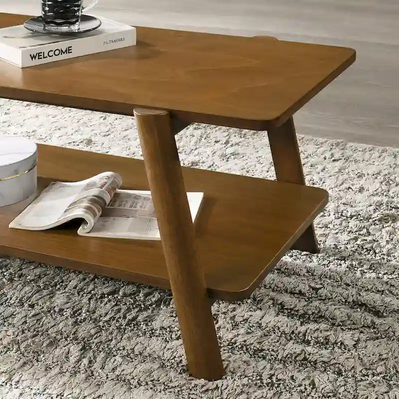 Set di 3 tavolini da salotto Roundhill Furniture Metz in legno, stile Mid-Century, con ripiano