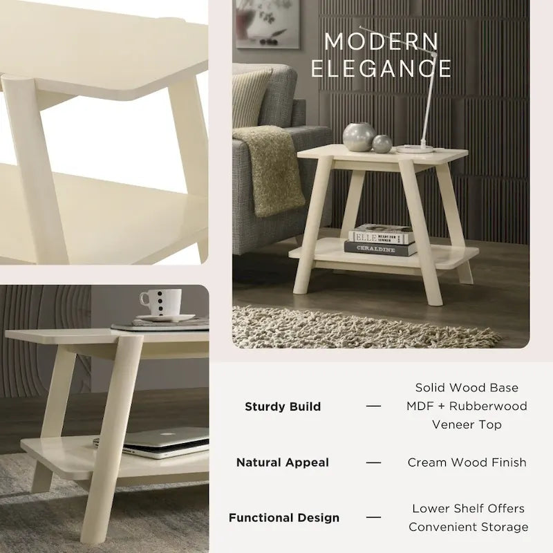 Set di 3 tavolini da salotto Roundhill Furniture Metz in legno, stile Mid-Century, con ripiano