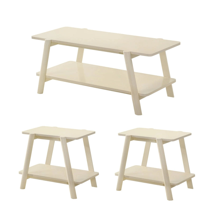 Set di 3 tavolini da salotto Roundhill Furniture Metz in legno, stile Mid-Century, con ripiano
