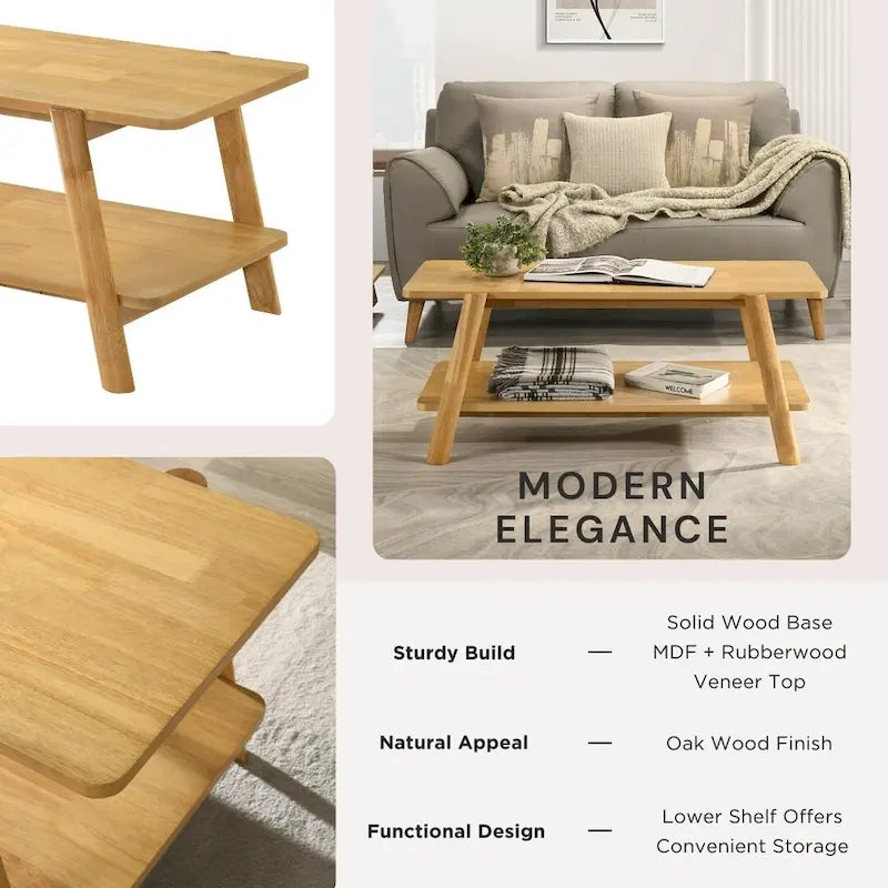 Set di 3 tavolini da salotto Roundhill Furniture Metz in legno, stile Mid-Century, con ripiano