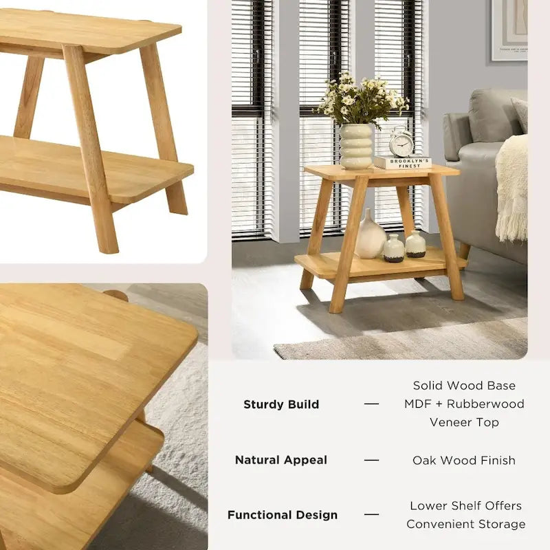 Set di 3 tavolini da salotto Roundhill Furniture Metz in legno, stile Mid-Century, con ripiano