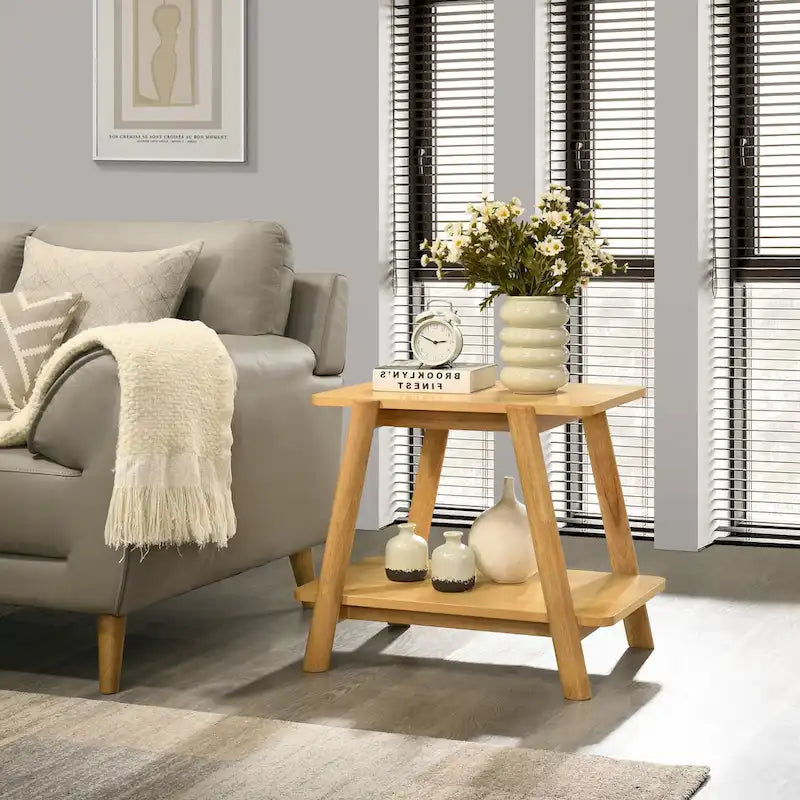 Set di 3 tavolini da salotto Roundhill Furniture Metz in legno, stile Mid-Century, con ripiano
