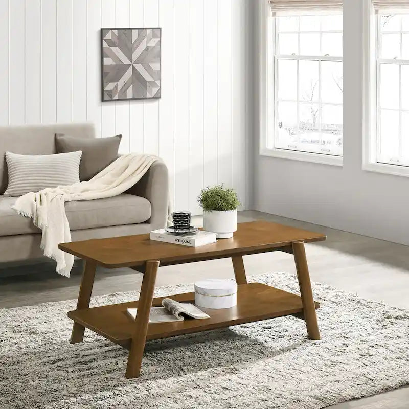 Set di 3 tavolini da salotto Roundhill Furniture Metz in legno, stile Mid-Century, con ripiano