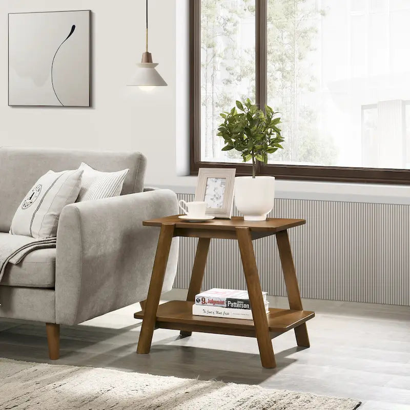 Set di 3 tavolini da salotto Roundhill Furniture Metz in legno, stile Mid-Century, con ripiano