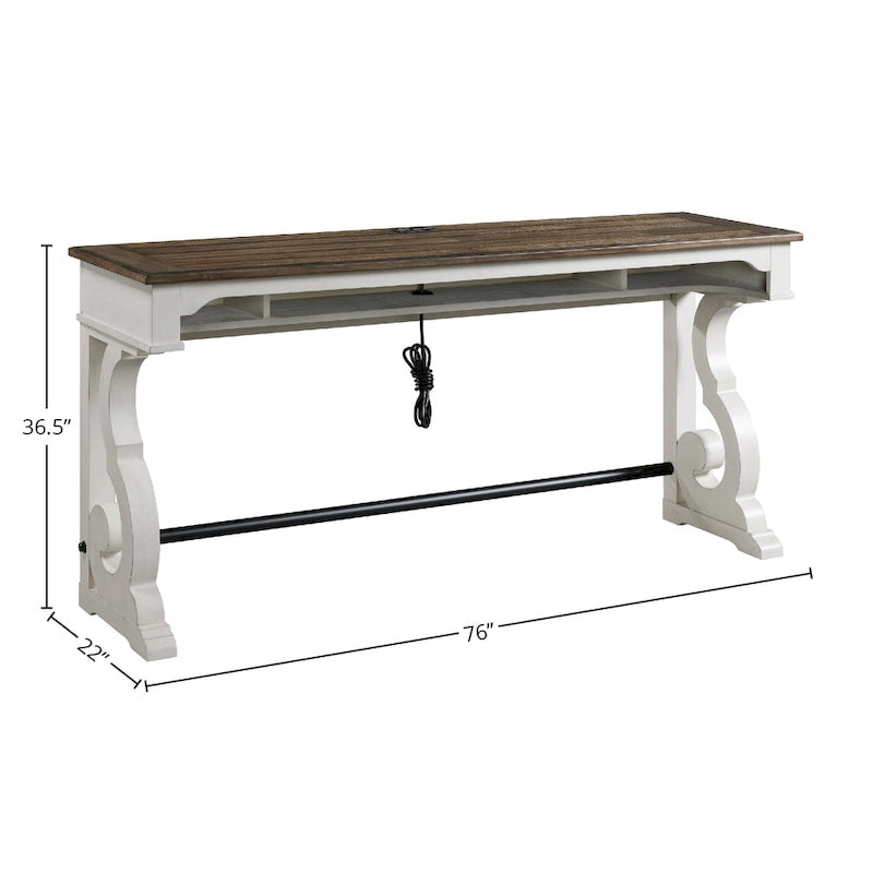 Tavolo da bar Drake di Intercon, finitura bicolore bianco rustico e rovere francese