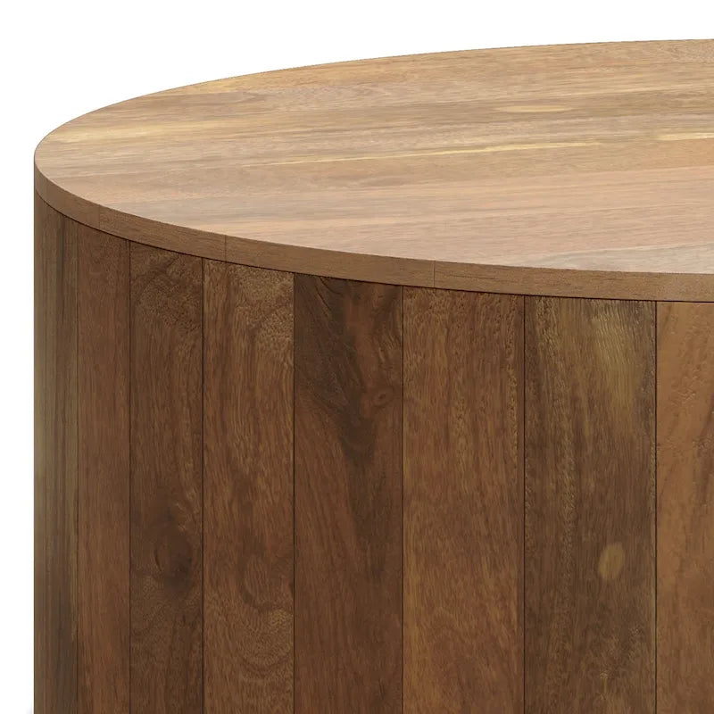 WYNDENHALL Hillmount Table basse ronde contemporaine 36 pouces en bois de manguier massif et entièrement assemblée - 36p x 36L x 14h