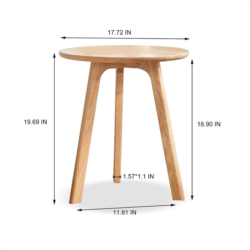 Tavolino Rotondo da Caffè in 100% Legno Massello di Rovere Naturale