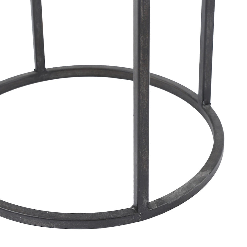 Tavolino d'appoggio rotondo in metallo e vetro Carbon Loft Satine (set di 2)