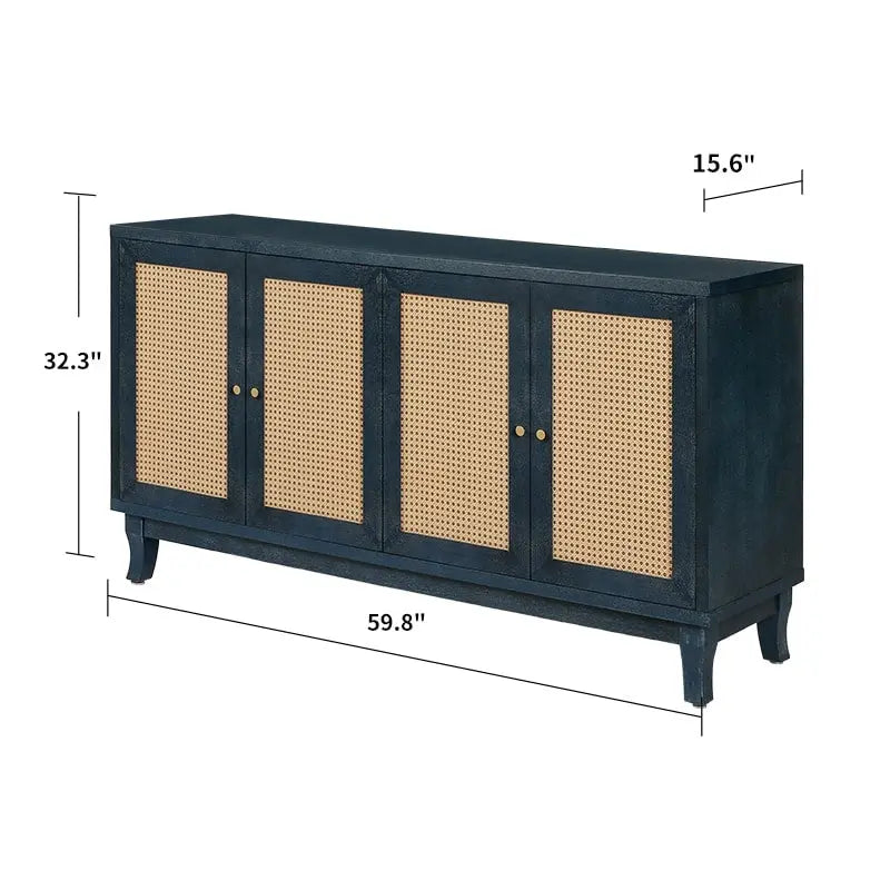 Madia credenza moderna con ante ad accento, mobile in legno, consolle con 4 ante e ripiani regolabili