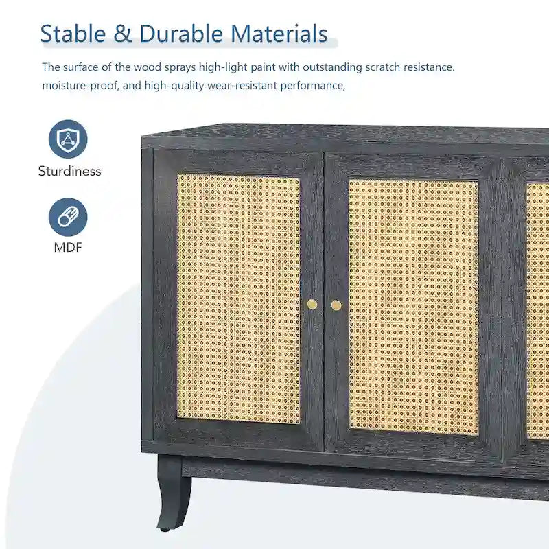 Madia credenza moderna con ante ad accento, mobile in legno, consolle con 4 ante e ripiani regolabili