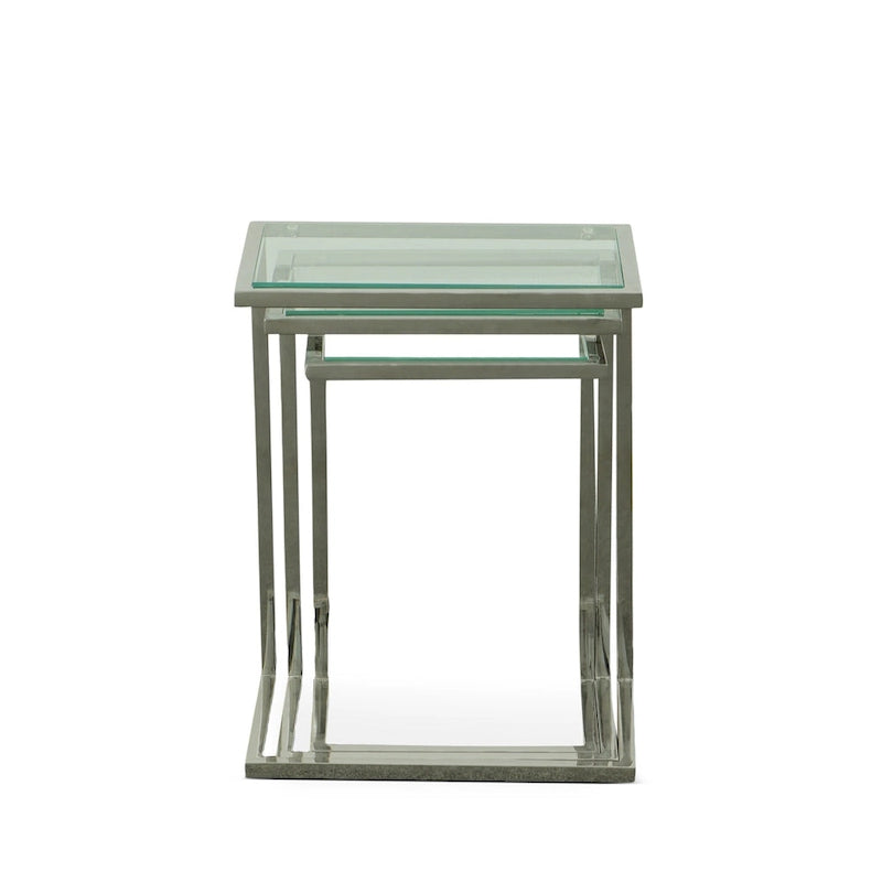 Set di tavolini a incastro Addison Carolina Living - Piano in vetro - Base cromata