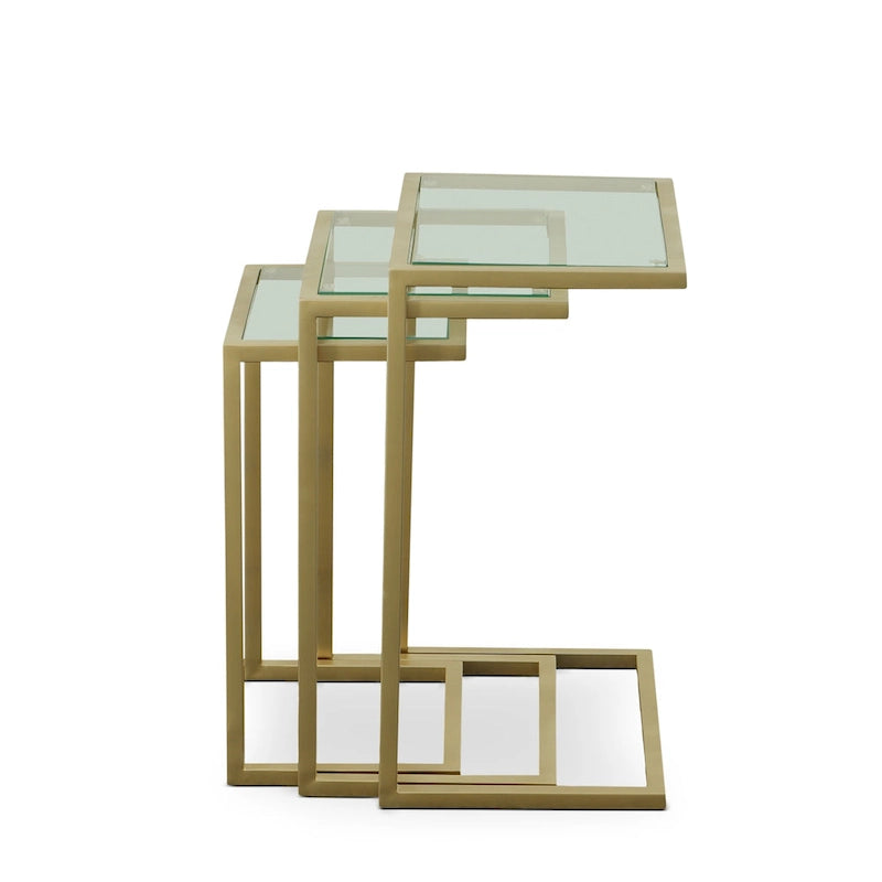Set di tavolini a incastro Addison Carolina Living - Piano in vetro - Base cromata