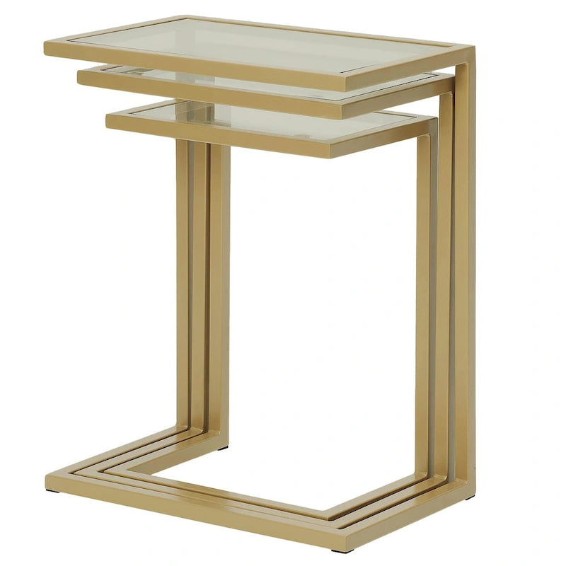 Set di tavolini a incastro Addison Carolina Living - Piano in vetro - Base cromata