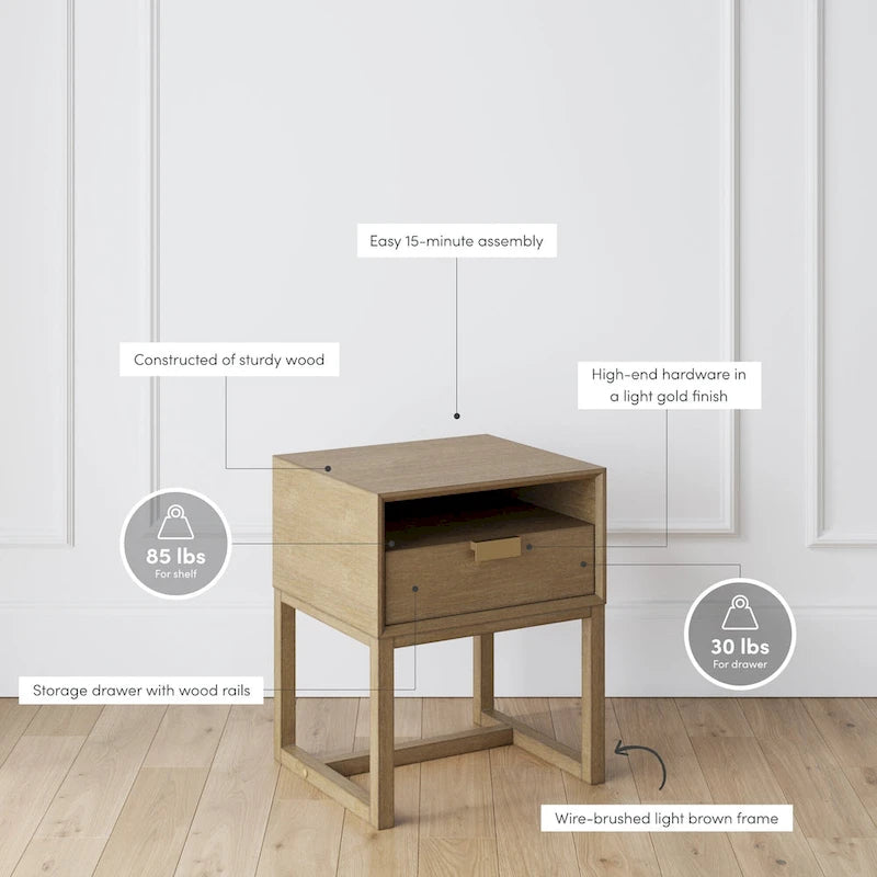 Table d'appoint Nathan James Luke avec tiroir de rangement et casier