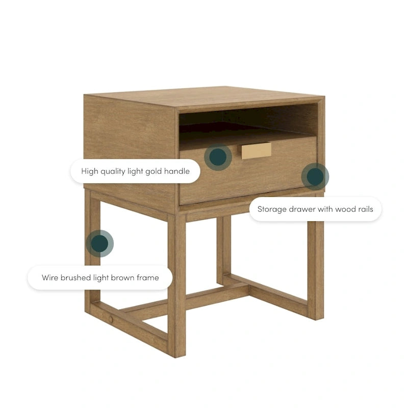 Table d'appoint Nathan James Luke avec tiroir de rangement et casier