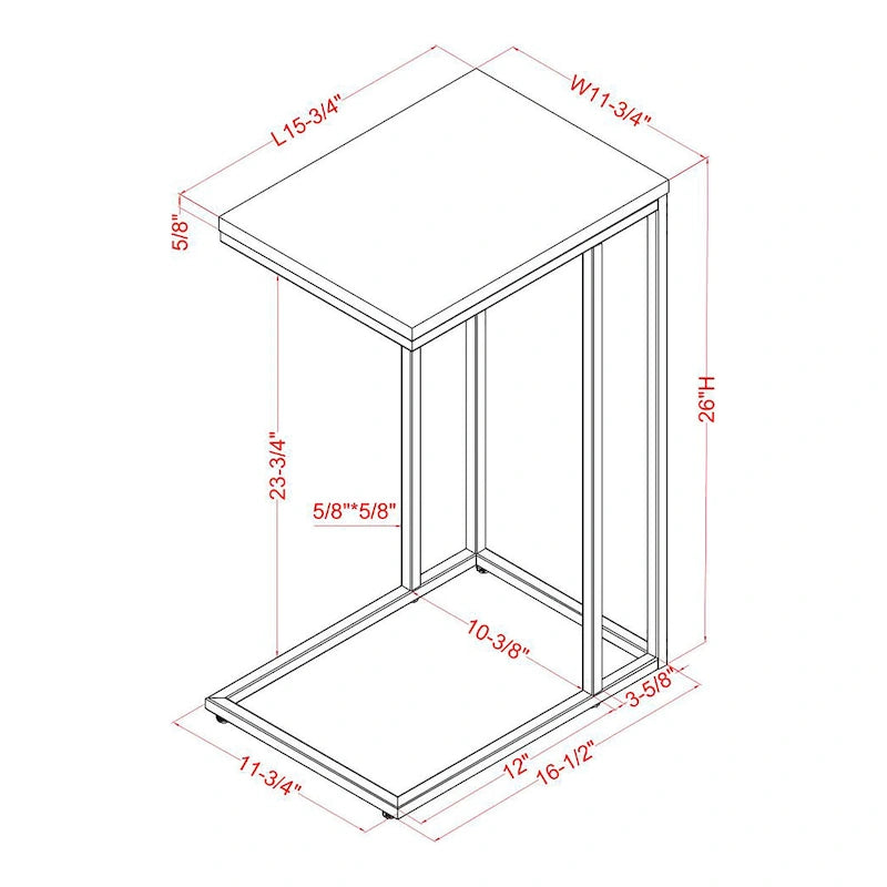 Tavolino laterale a C in acciaio da 16 pollici Rendrick Industrial di Furniture of America
