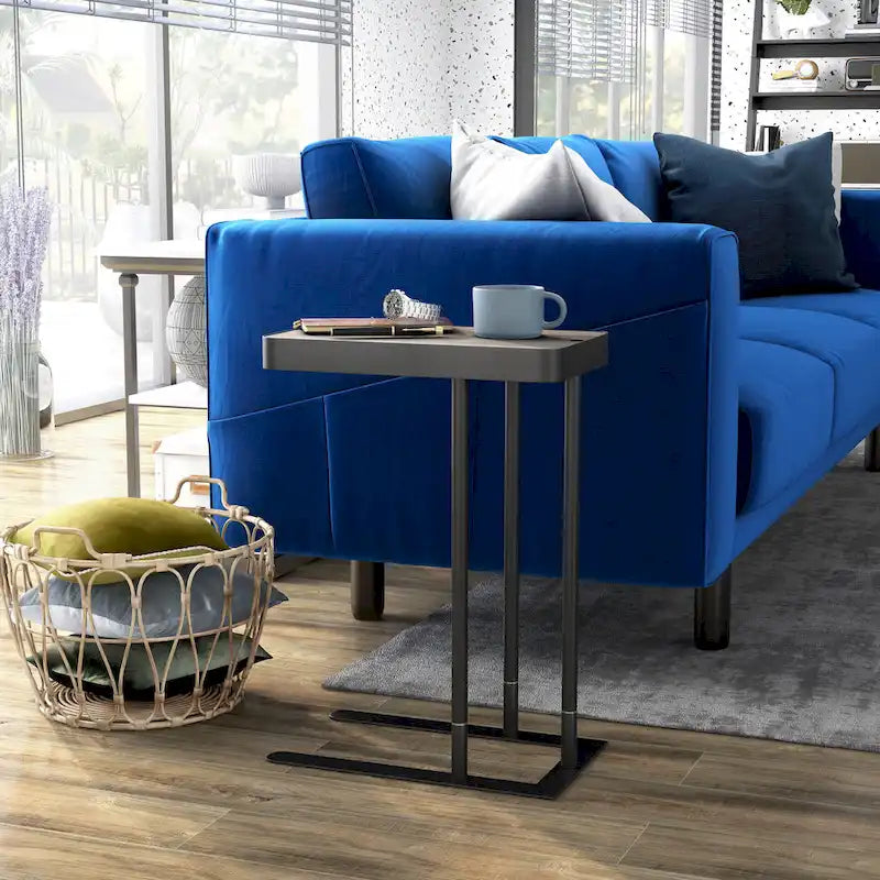 Tavolino laterale Schofield Industrial con piano apribile a C in metallo da 50 cm di Furniture of America