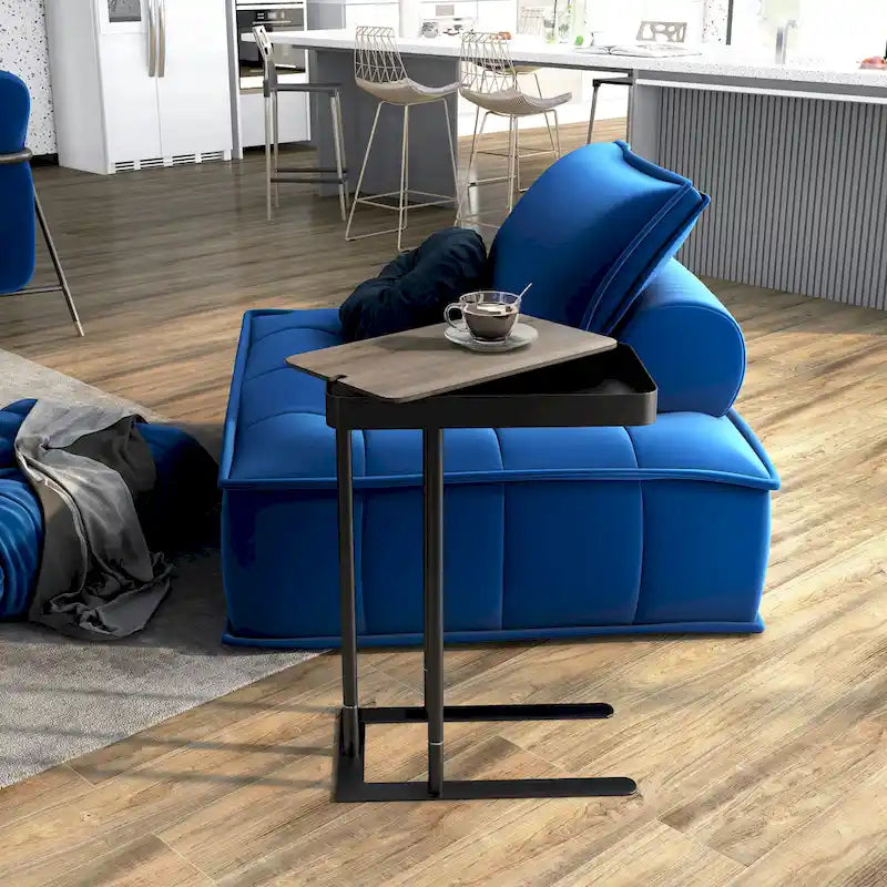 Tavolino laterale Schofield Industrial con piano apribile a C in metallo da 50 cm di Furniture of America
