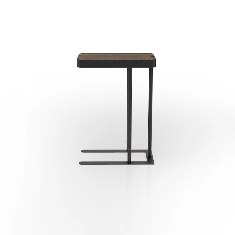 Tavolino laterale Schofield Industrial con piano apribile a C in metallo da 50 cm di Furniture of America