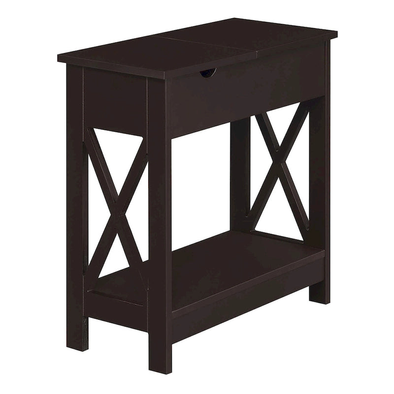 Tavolino Oxford Flip Top di Convenience Concepts con Stazione di Ricarica e Ripiano