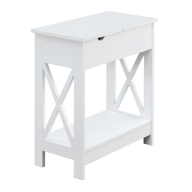 Tavolino Oxford Flip Top di Convenience Concepts con Stazione di Ricarica e Ripiano