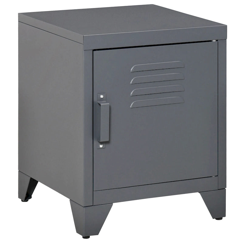 HOMCOM Tavolino Laterale Industriale, Tavolino da Salotto con Anta ad Armadietto e Ripiano Regolabile - 40x40x50 cm