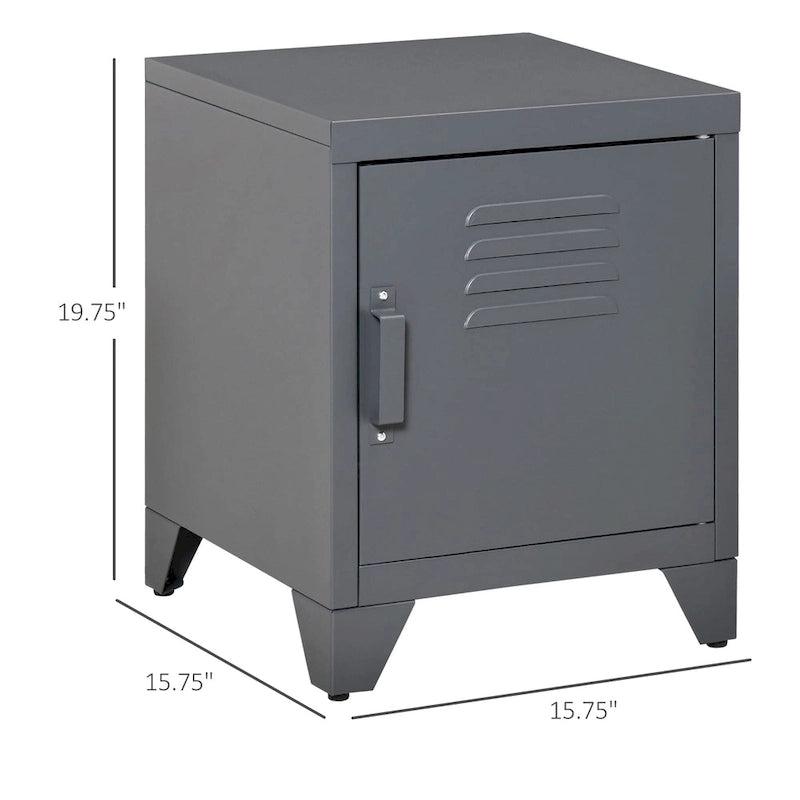 HOMCOM Tavolino Laterale Industriale, Tavolino da Salotto con Anta ad Armadietto e Ripiano Regolabile - 40x40x50 cm