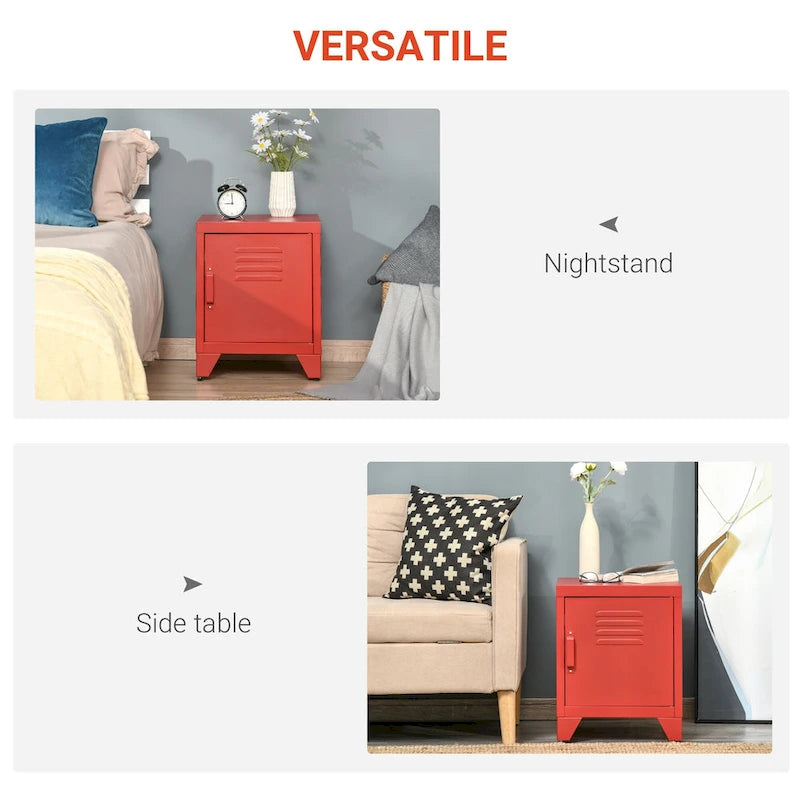 HOMCOM Tavolino Laterale Industriale, Tavolino da Salotto con Anta ad Armadietto e Ripiano Regolabile - 40x40x50 cm