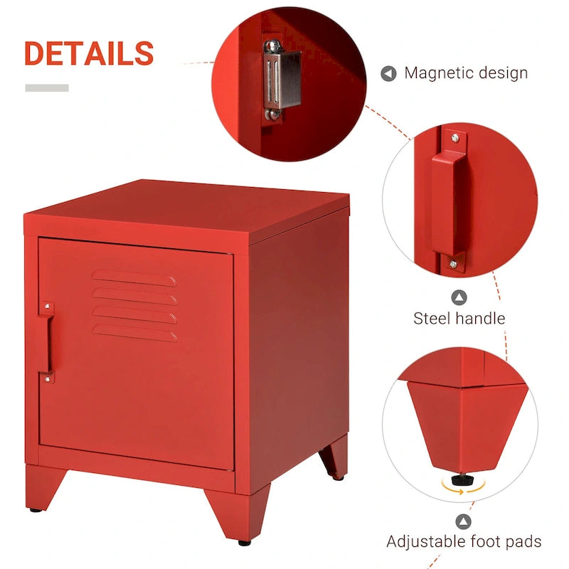 HOMCOM Tavolino Laterale Industriale, Tavolino da Salotto con Anta ad Armadietto e Ripiano Regolabile - 40x40x50 cm