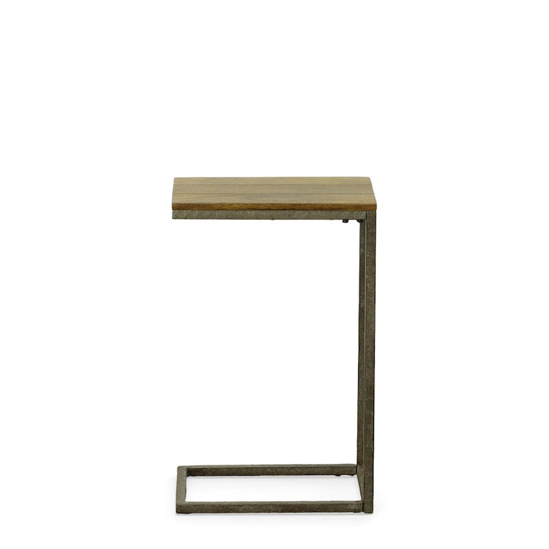 Table d'appoint Carolina Living Aggie C-Form - Plateau chêne récolte - Base fer vieilli