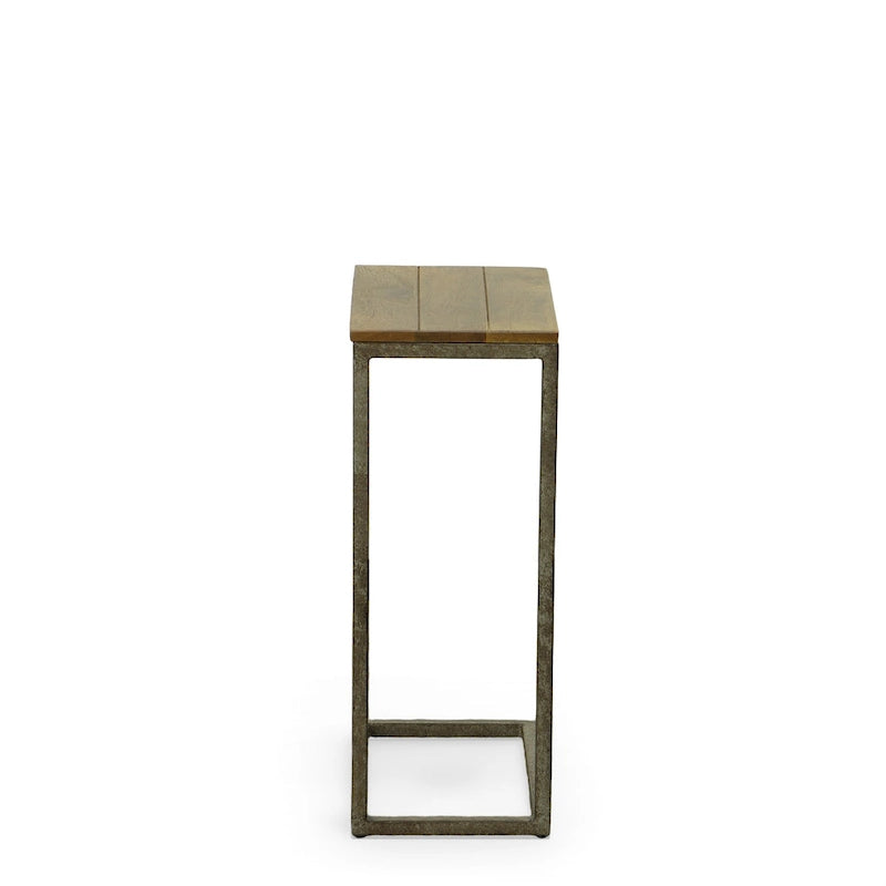 Table d'appoint Carolina Living Aggie C-Form - Plateau chêne récolte - Base fer vieilli