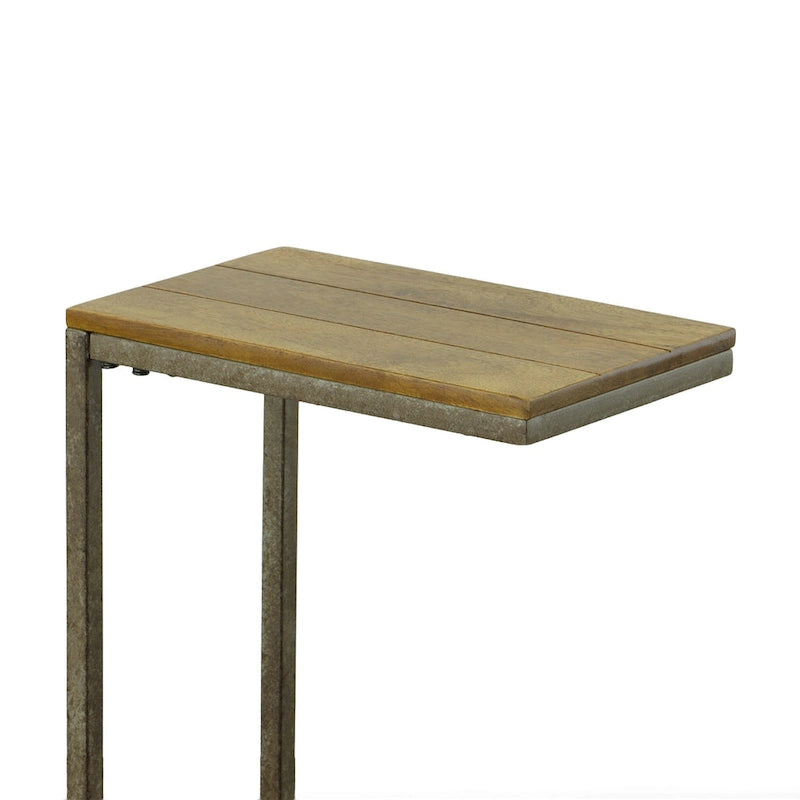 Table d'appoint Carolina Living Aggie C-Form - Plateau chêne récolte - Base fer vieilli